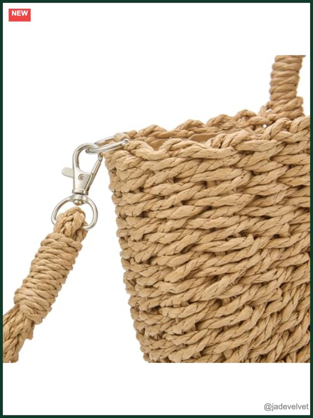 Straw Beach Tote Bag with Crossbody Strap Handwoven Rattan Summer Travel Bag - Picture 6 of 6